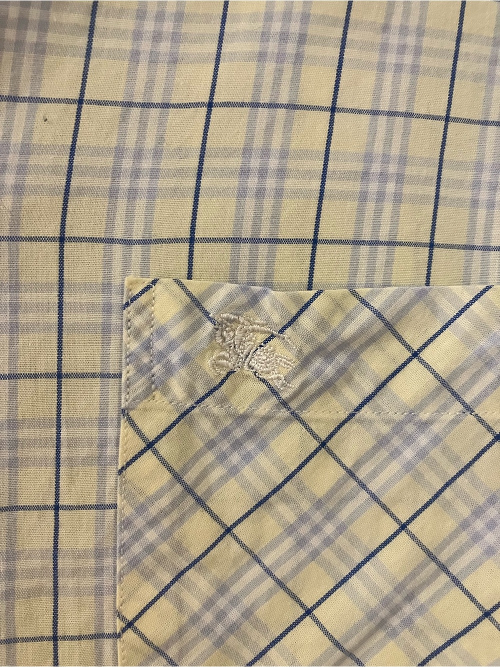Burberry London Womens Vintage Yellow Blue Plaid Button Down Cotton Shirt Sz L. - Picture 3 of 4